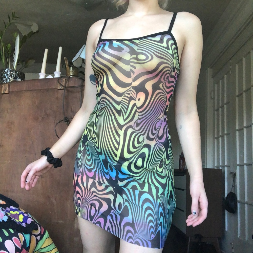 Current mood psychedelic mesh dress SOLD